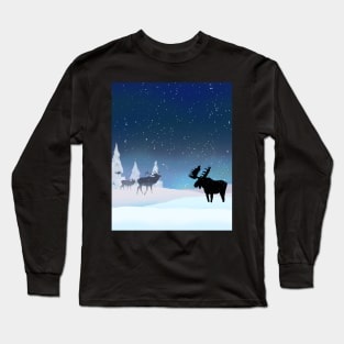 Northern Lights Wapiti and Moose Long Sleeve T-Shirt